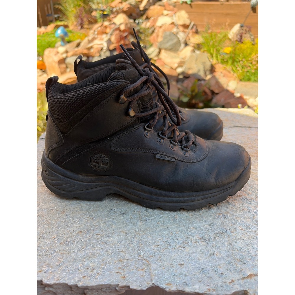 Timberland White Ledge Mens Waterproof Hiking Boots Black Leather A6446 Size 9